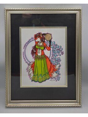 Foxy Art Print 2014 Anthropomorphic Signed By Foxy Matted Framed